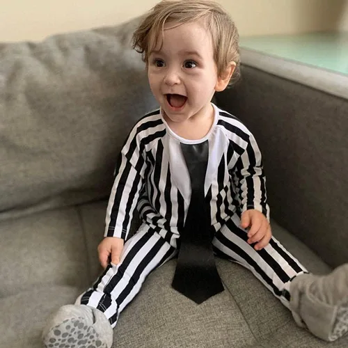 Vista 3 de Traje de Halloween para bebé niño recién nacido a rayas mameluco