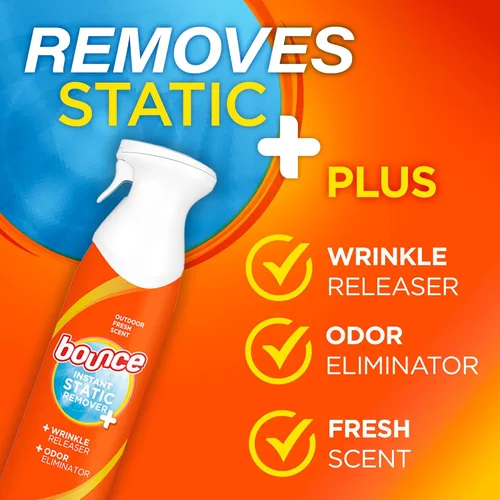 Vista 2 de Bounce - Spray antiestático, 3 en 1: Elimina la estática al instante, reduce arrugas al instante, eliminador de olores y spray refrescante