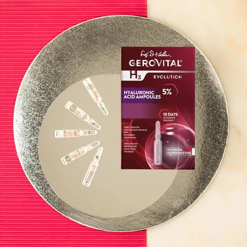 Vista 7 de GEROVITAL EVOLUCIÓN H3: ampollas con ácido hialurónico y superóxido dismutasa (la superenzima antienvejecimiento), 30+ (10 x 0.1 fl oz)