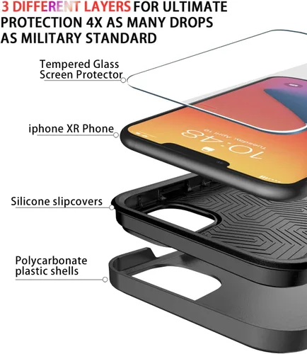 Vista 4 de Diverbox Funda para iPhone 11 [A prueba de golpes] [A prueba de caídas] [Protector de pantalla de vidrio templado], Funda de teléfono de Protección