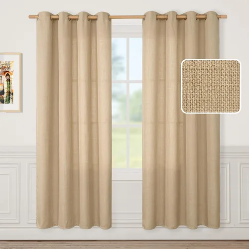 Vista 50 de LAMIT Cortinas de Lino Blancas Semitransparentes para Dormitorio, Paneles Filtrantes de Luz, Cortinas de Lino con Ojales de Protección de Privacidad