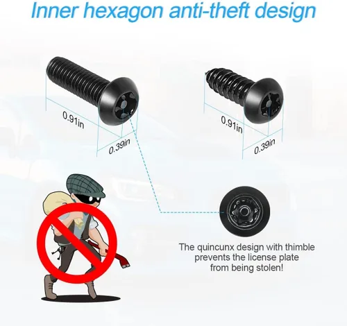 Vista 3 de XINLIYA - Kits de tornillos antirrobo para placa de matrícula - Hardware de montaje de placa de matrícula de acero inoxidable a prueba de óxido