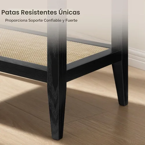 Vista 5 de SICOTAS Mesa auxiliar de ratán con almacenamiento, mesa de sala de estar