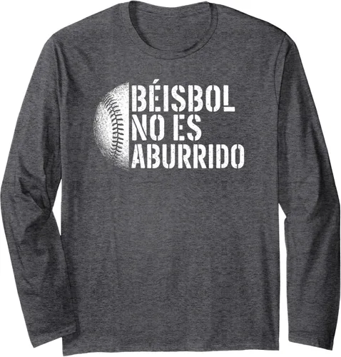 Vista 4 de Beisbol No ES Aburrido Funny Baseball Spanish Quote Long Sleeve T-Shirt