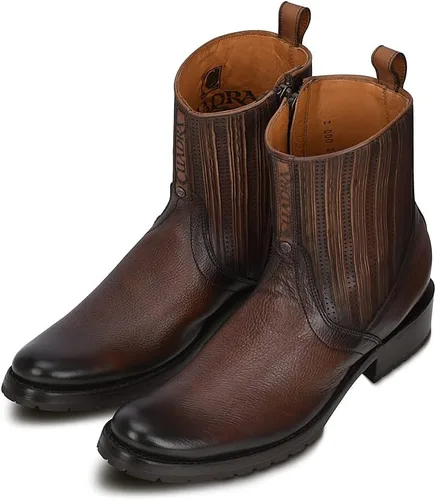 Vista 7 de Cuadra Bota urbana para hombre en piel bovina con cremallera marrón