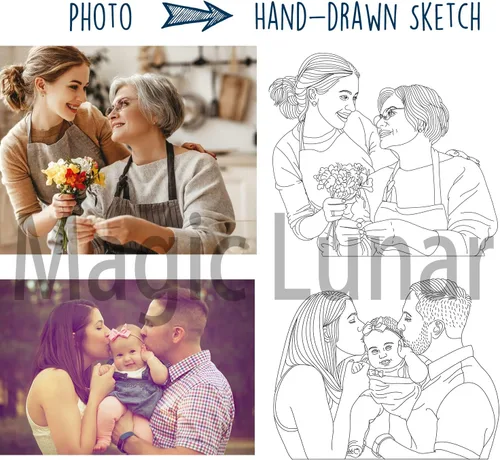 Vista 2 de Lámpara de mesa personalizada con ilusión 3D para dormitorio, retratos grabados con imagen personalizada, luz nocturna, esperando que los padres