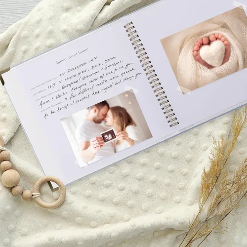 Vista 30 de Libro de recuerdos de bebé para niños y niñas – Libro atemporal para bebés de 5 años – Libro de recortes de diario neutro o álbum de fotos
