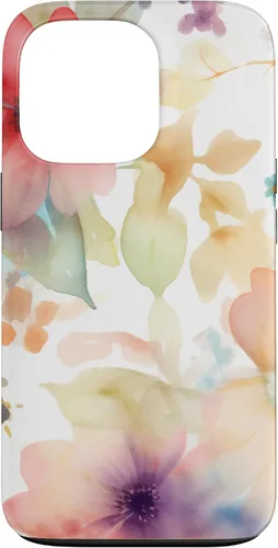 Vista 10 de iPhone 16 Lindo Pastel Floral Acuarela Rosa Azul Mujeres Patrón de Flores Caso