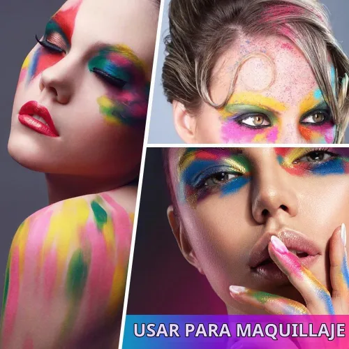Vista 4 de Polvo de pigmento de neón, 12 colores fluorescentes del arco iris, arte de uñas 3D, maquillaje de Halloween