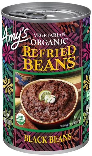 Vista 9 de Amy's Frijoles refritos orgánicos enlatados, frijoles tradicionales ligeros en sodio, veganos sin gluten y vegetarianos, 15.4 onzas (paquete de 12)