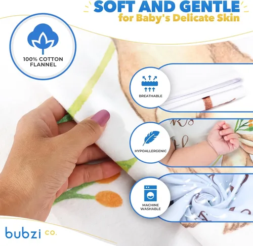 Vista 3 de Bubzi Co Manta mensual de hitos para bebé, manta de fotos de bosque suave para bebé niño y niña, manta de cama de guardería, artículos esenciales