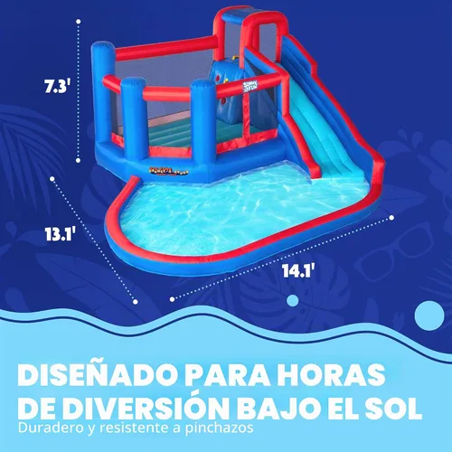 Vista 3 de Sunny & Fun Parque acuático inflable del tobogán acuático de la ronda del tiempo grande Heavy-Duty Oxford Blow-Up Water Park for Kids Backyard
