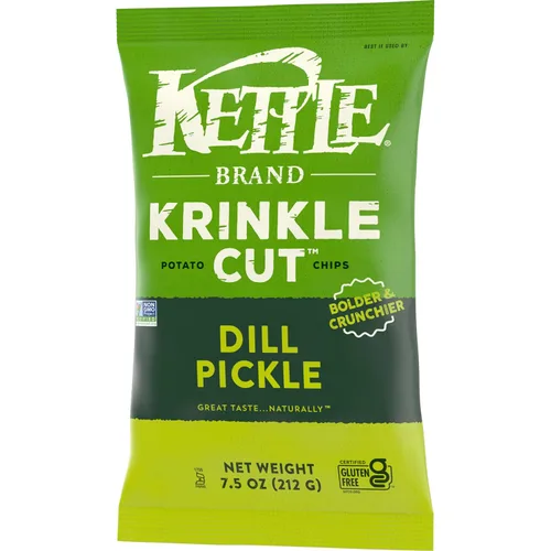 Vista 8 de Kettle Brand Papas fritas, corte Krinkle, chips de pepinillo de eneldo, 7.5 onzas