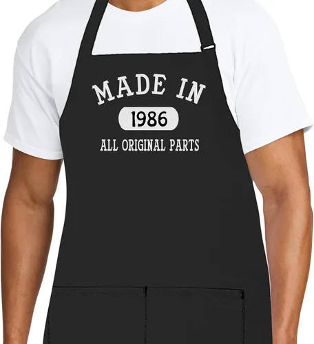 Vista 18 de Delantal de chef personalizado para hombres, diseño bordado personalizado, cocina profesional, barbacoa, parrilla, para papá, decorado en Estados
