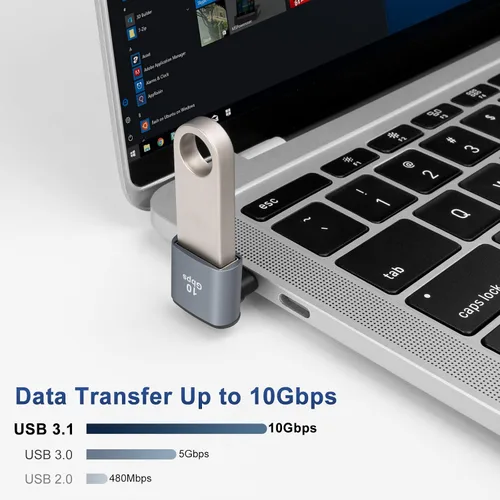 Vista 3 de Adaptador USB C a USB 3.1 OTG de 90 grados (paquete de 2), adaptador USBC tipo C macho a USB hembra, transferencia de datos 10G para smartphone