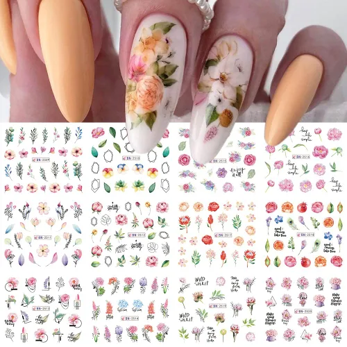 Vista 9 de SINSEN Calcomanías de arte de uñas de mariposa, mariposas coloridas de primavera y verano, bonitas decoraciones de arte de uñas para mujeres