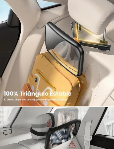 Vista 6 de Lamicall Espejo de coche para bebé para asiento trasero – [Clip de gancho triangular más seguro 2025] Espejo para asiento de coche acrílico