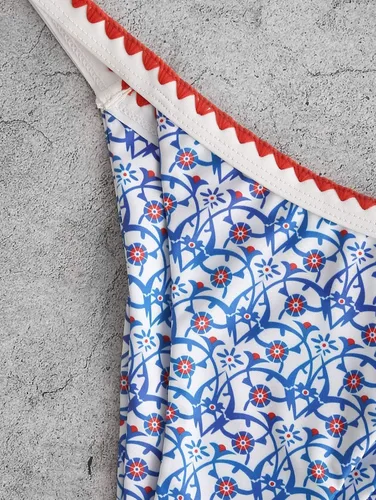 Vista 3 de ZAFUL Traje de baño bohemio para mujer con tiras y lazo lateral, conjunto de bikini triangular atrevido con cuerdas brasileñas