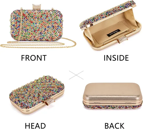 Vista 6 de Milisente Clutch Purses For Women Crystal Clutches Evening Bags Gemstone Clutch Purse For Wedding Formal