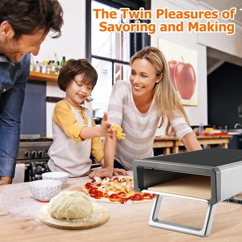 Vista 4 de Horno de pizza, horno de pizza de 12 pulgadas para exteriores con propano a gas y accesorios portátiles para hacer camping en el patio trasero al