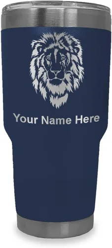 Vista 32 de LaserGram Vaso aislado al vacío de 20 onzas, cabeza de león, grabado personalizado incluido (negro)