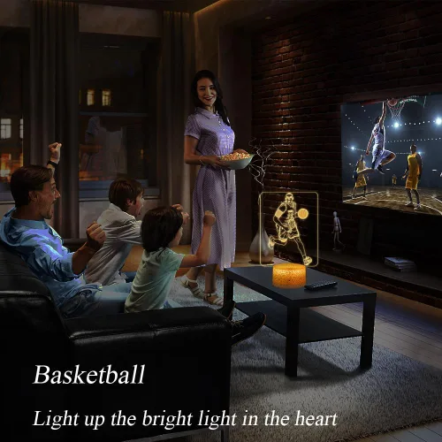 Vista 2 de Luz nocturna de baloncesto para niños, regalo para amantes del baloncesto con control remoto y táctil inteligente, 16 colores cambiantes, lámpara