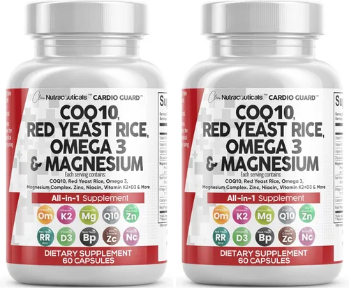 Vista 10 de Clean Nutraceuticals COQ10 200mg Arroz de Levadura Roja Omega 3 Complejo de Magnesio 500mg Niacina Zinc Vitamina K2 D3 - Vitaminas para el Apoyo al