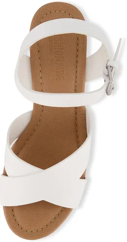Vista 5 de CUSHIONAIRE Sandalias Rosie de cuña de corcho para mujer + espuma viscoelástica, Negro