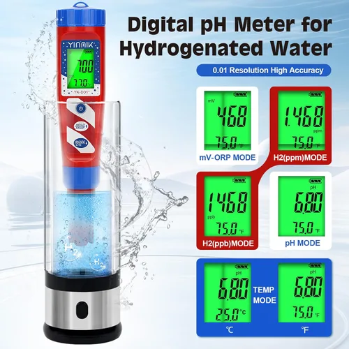 Vista 3 de Probador de agua de hidrógeno, probador de pH, medidor de pH digital para agua hidrogenada, medidor H2 (PPB/PPM), medidor de ORP Prueba de botella