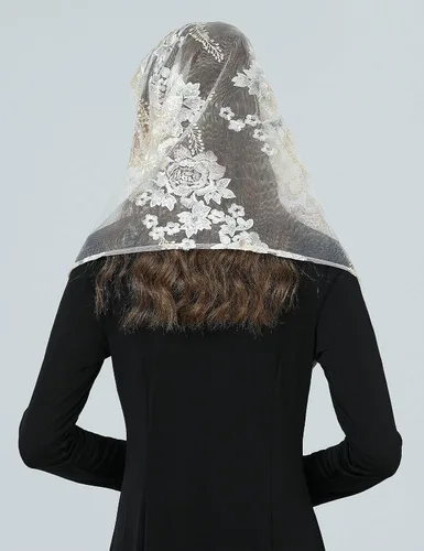 Vista 3 de BEAUTELICATE 1st Communion Veil Catholic Mantilla Veil Chapel Church Veil Easter Latin Mass Head Covering