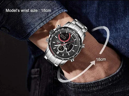 Vista 6 de NAVIFORCE Reloj analógico digital para hombre cronógrafo resistente al agua deportivo cuarzo relojes de negocios de acero inoxidable multifuncional