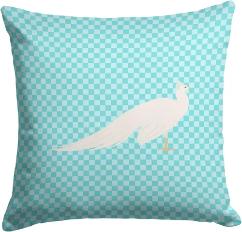 Vista 42 de Caroline's Treasures BB8163PW1414 Beltsville - Almohada decorativa de tela a cuadros pequeños, color blanco, pavo y gallina azul, lavable a máquina
