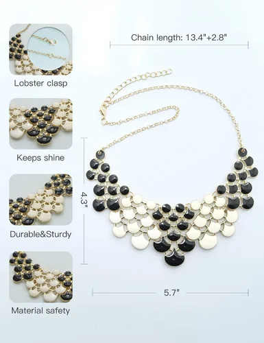Vista 5 de Jane Stone - Collar moderno estilo vintage, pechera de adorno calado abierto