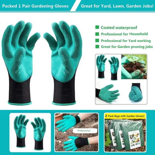 Vista 9 de Paquete de 2 bolsas profesionales de jardín grandes de 80 galones (D26, H33 pulgadas) con guantes de jardinería para bolsas de hojas, residuos
