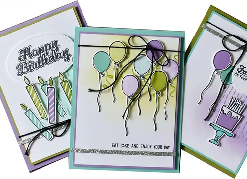 Vista 4 de Juego de sellos y troqueles de feliz cumpleaños para hacer tarjetas, sellos transparentes y troqueles de corte de metal para álbumes de recortes