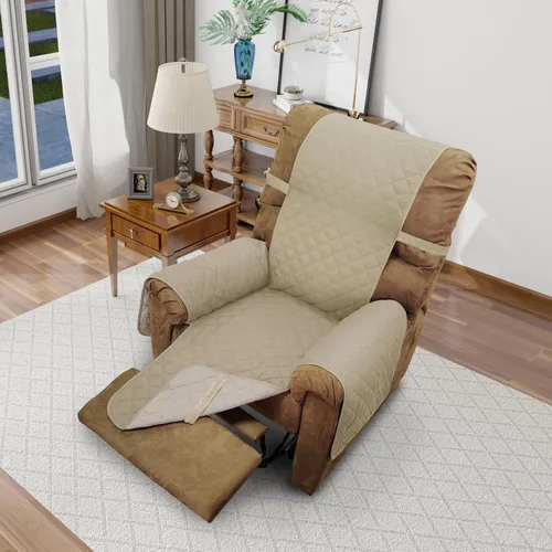 Vista 78 de Fundas para Silla Reclinable Reversibles Funda de Sofá para Mascotas Protector de Muebles Lazy Boy (Silla 23'', Beige/Beige)