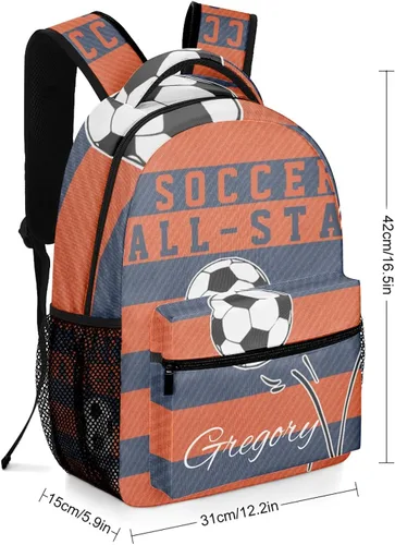 Vista 3 de Balones de fútbol rosa mochila escolar personalizada para niños y niñas, mochila primaria de viaje, Opción 3, Mochilas Tradicionales