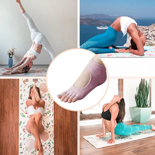Vista 7 de COANSEN 3 pares de calcetines de yoga con agarres