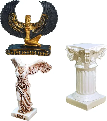 Vista 12 de Faraón del Antiguo Egipto para acuario, decoración de pecera, decoración (juego de 3) Esfinge, momia, sacerdote, cráneo, escultura, reptil, tortuga