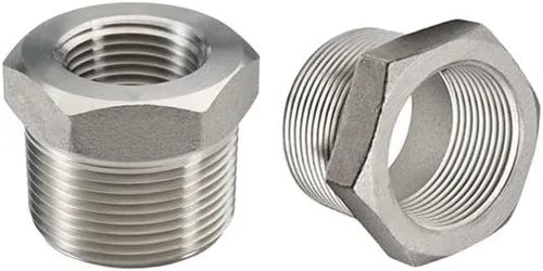 Vista 4 de Beduan - Buje reductor hexagonal de acero inoxidable, 1" macho NPT a 1/2" hembra NPT, accesorio adaptador para tubería de fundición reductor