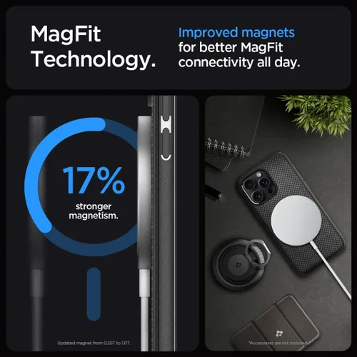 Vista 5 de Spigen Mag Armor MagFit - Funda diseñada para iPhone 15 Pro Max (2023) [protección de grado militar] compatible con MagSafe - negro mate