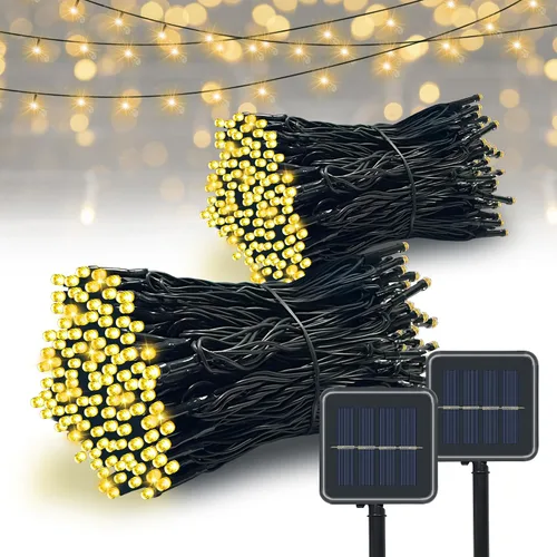 Vista 9 de Vimorg Guirnalda de luces solares para exteriores, paquete de 2 luces solares de Navidad de 79 pies, 200 LED, impermeables, con 8 modos