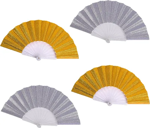 Vista 14 de HUNANBANG 4 abanicos de mano plegables de bambú oriental, solo para adultos, regalo de boda, recuerdos de fiesta, decoración de bricolaje