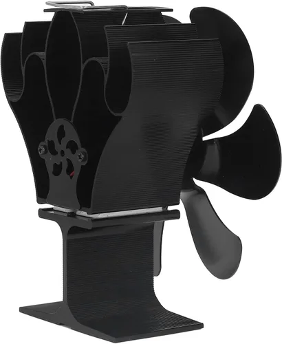Vista 3 de Ventilador de estufa de 6 aspas, ventilador de estufa de leña con arranque automático, ventilador de chimenea, diámetro negro, circulación de aire