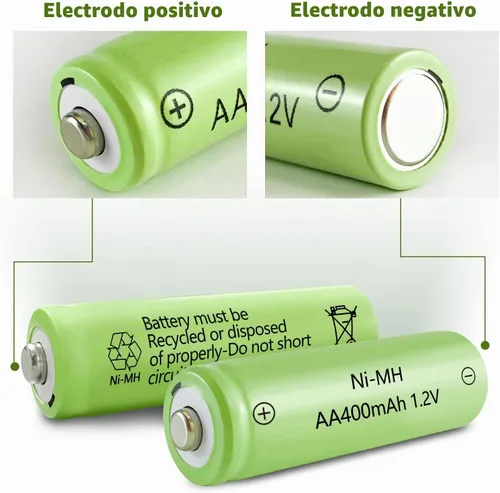 Vista 4 de JINTION Baterías AA recargables solares Ni-MH doble A 400 mAh paquete de 8
