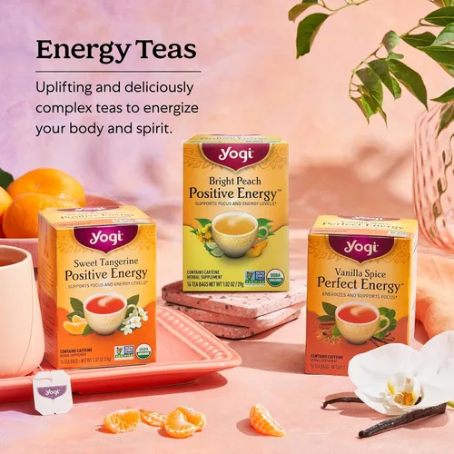 Vista 5 de Yogi Energy Variety (paquete de 3) Muestra orgánica y juego de regalo de té, contiene cafeína, 48 bolsas de té