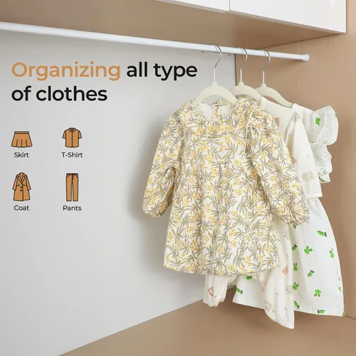 Vista 5 de GoodtoU Perchas de Terciopelo para Niños y Bebés Perchas para Armario Paquete de 20 Perchas Antideslizantes Infantiles Beige