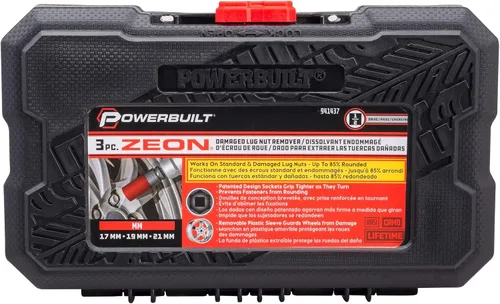 Vista 2 de Tools Powerbuilt - Juego de 3 llaves de vaso MM Zeon para ruedas, de mano, tomas de impacto, profundas, 1/2 pulgada