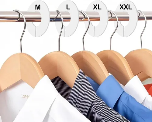 Vista 7 de Paquete de 10 separadores de armario para colgar ropa, organizadores de armario de plástico duradero, perfectos para barras de armario, estantes