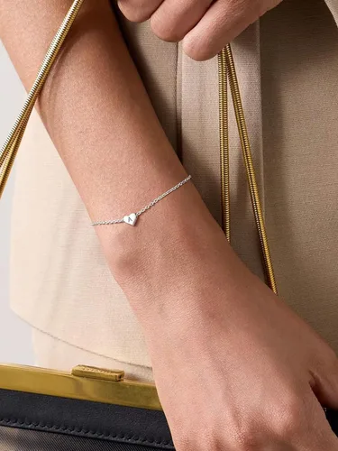 Vista 9 de Silvora Pulseras de plata de ley 925 con inicial de corazón A-Z, pulseras de letras de la A a la Z, pulsera delicada para mujer